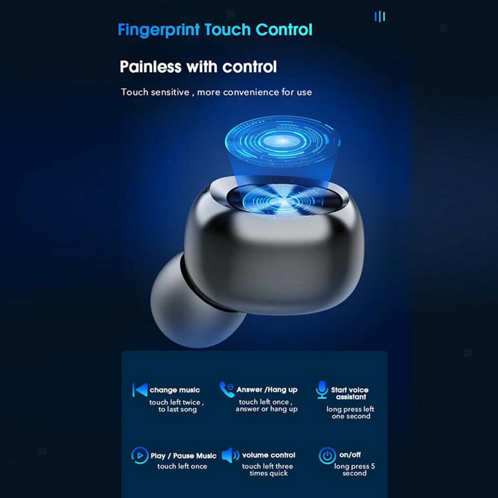 1x Bluetooth V5.0 Earphones Touch Control Wireless Eartips with Display