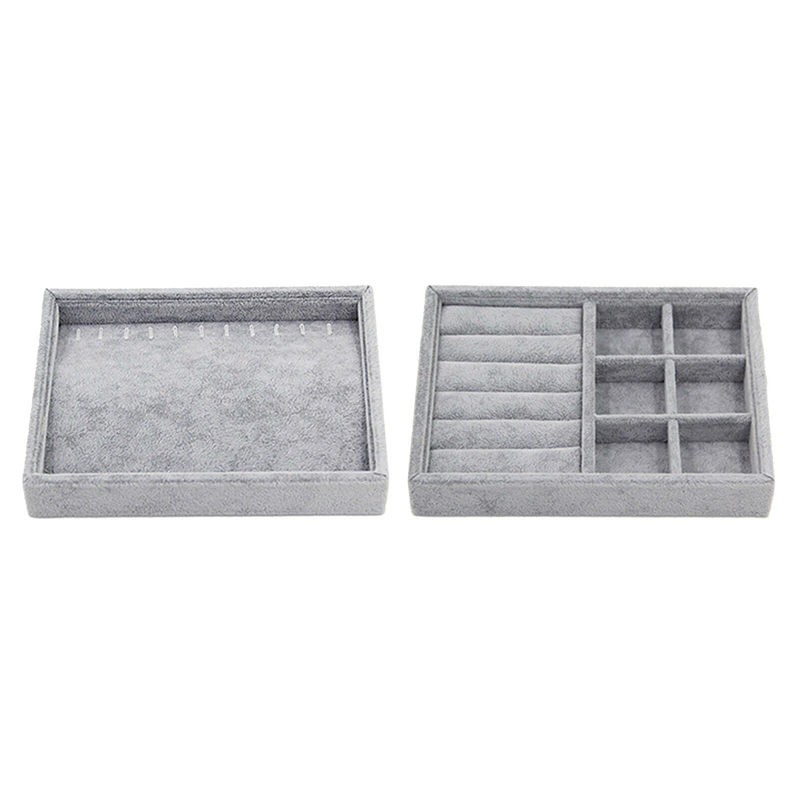 2Pcs Wooden Jewelry Box Bracelets Rings Diamond Storage Organizer Display Tray