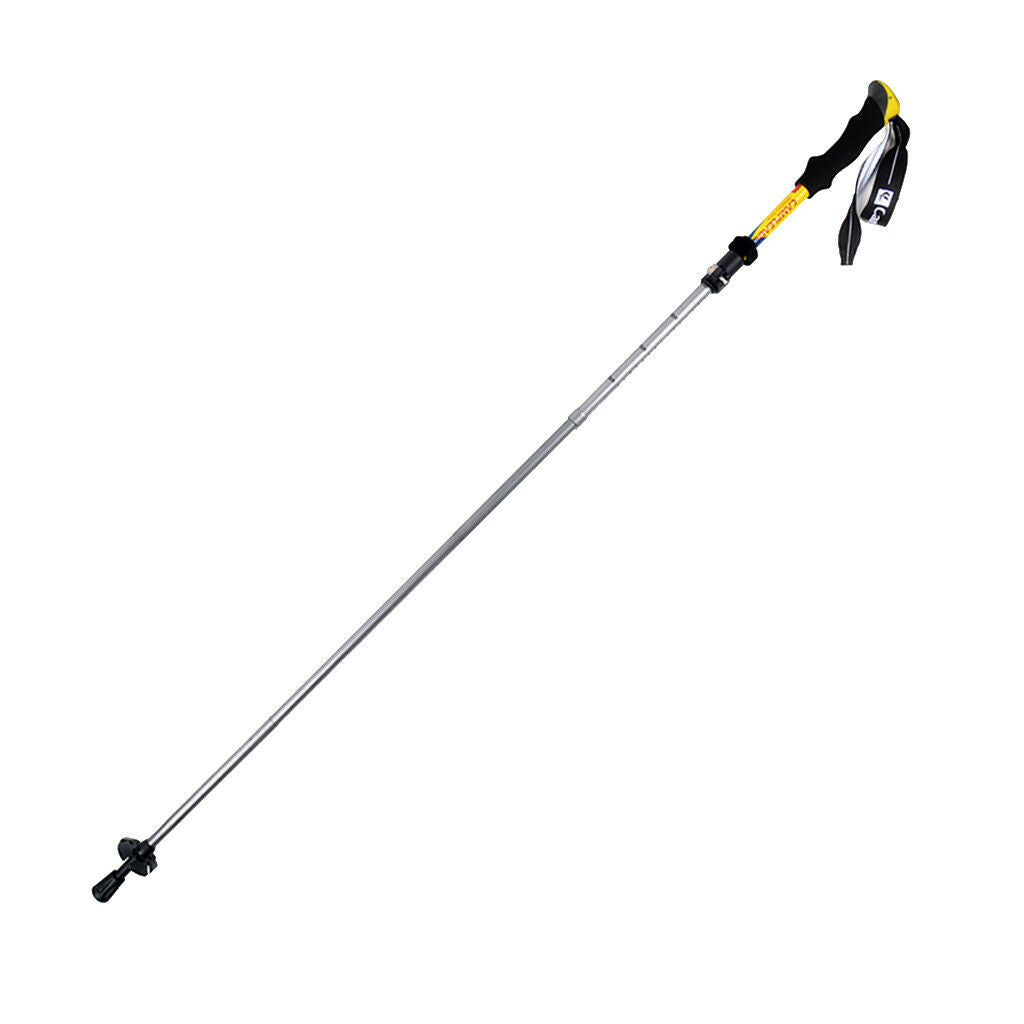 Hiking Stick Trekking Pole Anti-Shock Cane Alpenstock Adjustable Yellow