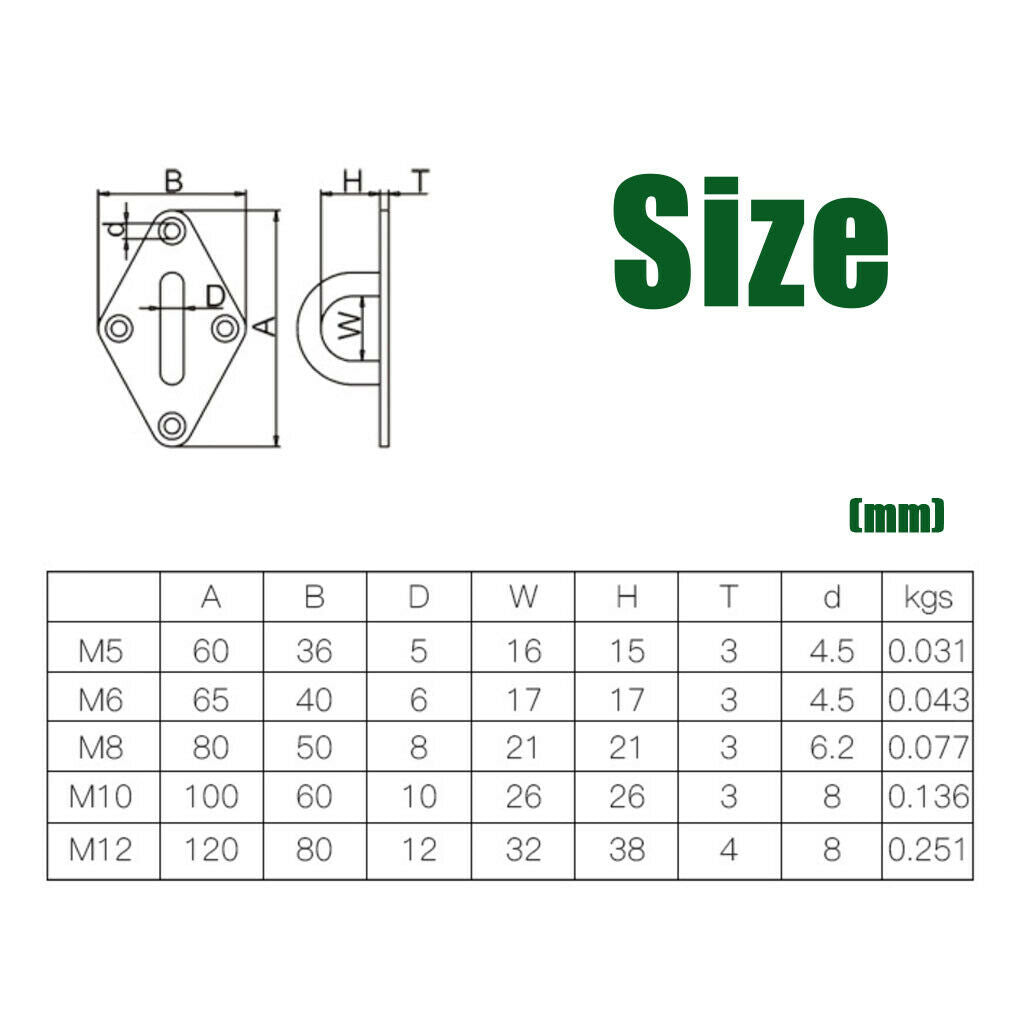 2x Stainless Diamond Pad Eye Durable for Swings polished finish Widely Use