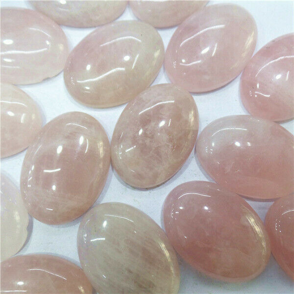 10Pcs 25x18x6mm Natural Rose Quartz Oval Cab Cabochon DIY Jewelry Making HH7229