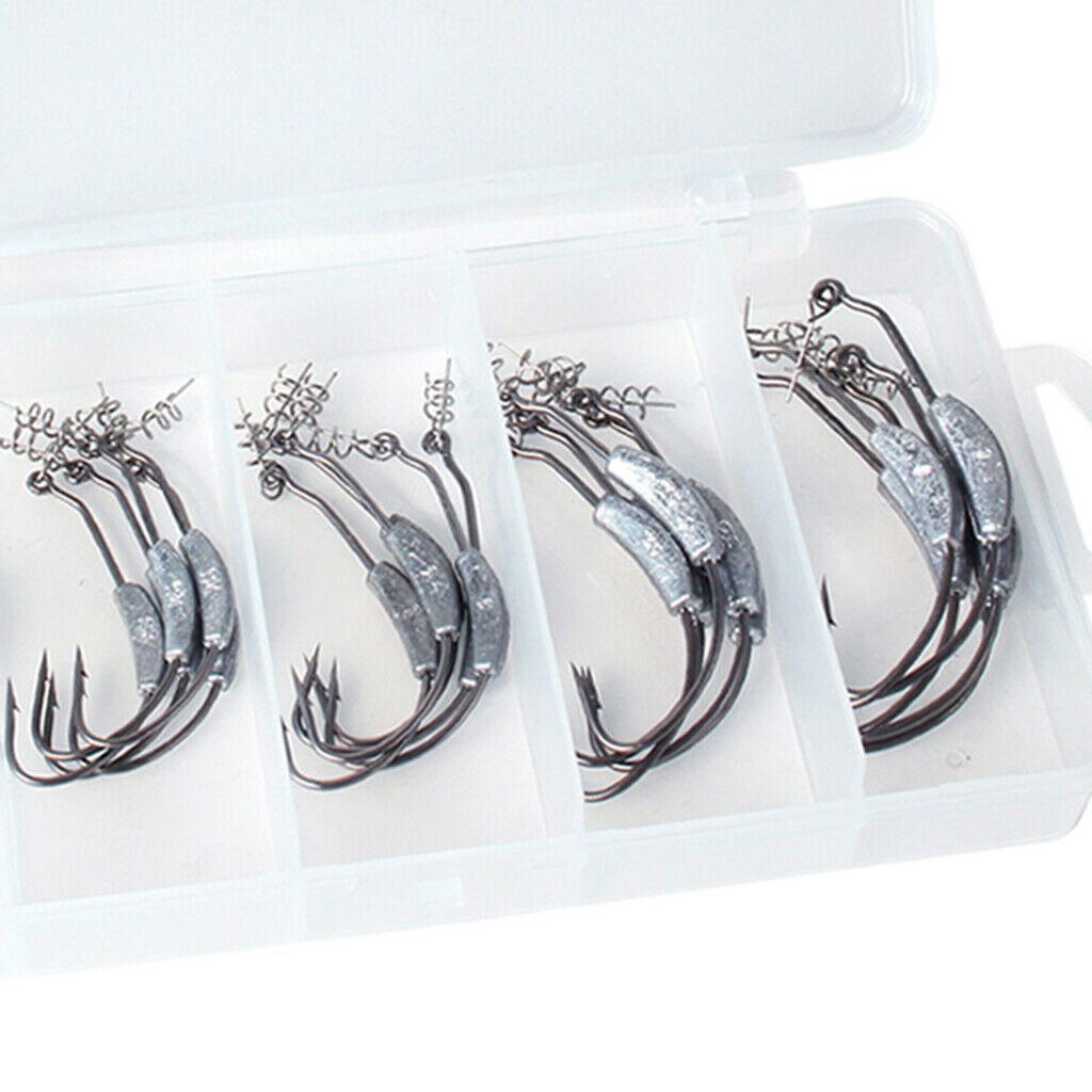 1 Box Weighted Fishing Hooks with Lead Spring 25 Pieces