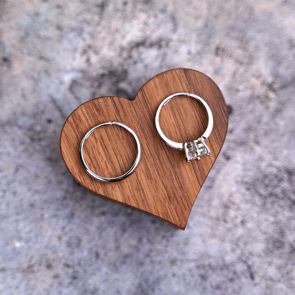 Wooden Heart Ring Box Jewelry Storage Box Case Holder Organizer Wedding Collect