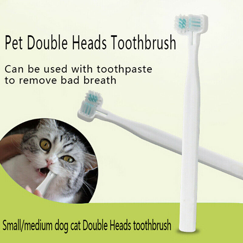 Double Heads Teeth Brushing Breath Freshener Oral Care for Dog Cat Kitten:0J.DD