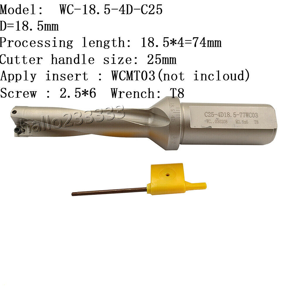WPD-185-4D-C25 18.5mm U drill indexable drill For WCMX030208 WCMX carbide insert