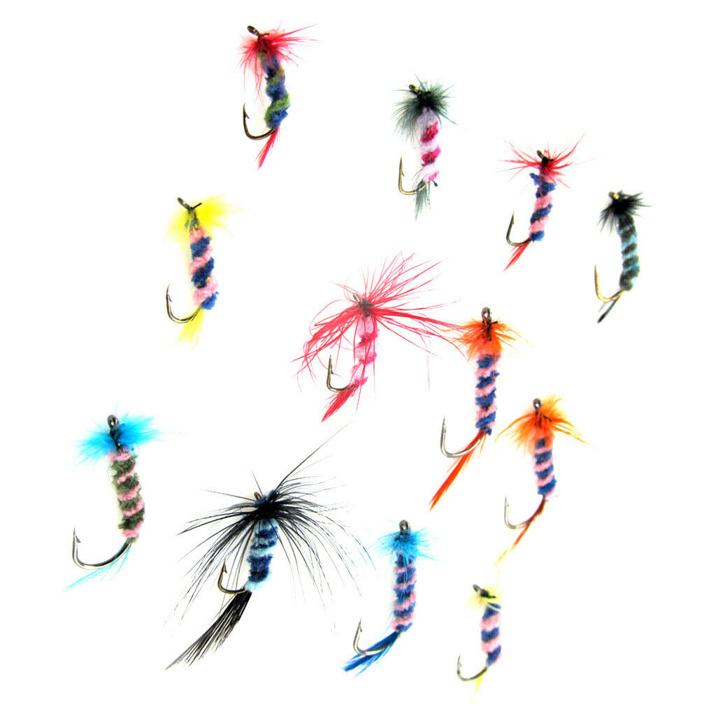 12 Pcs Fly Fishing Flies Set Artificial Insects Wet Spiders Flies