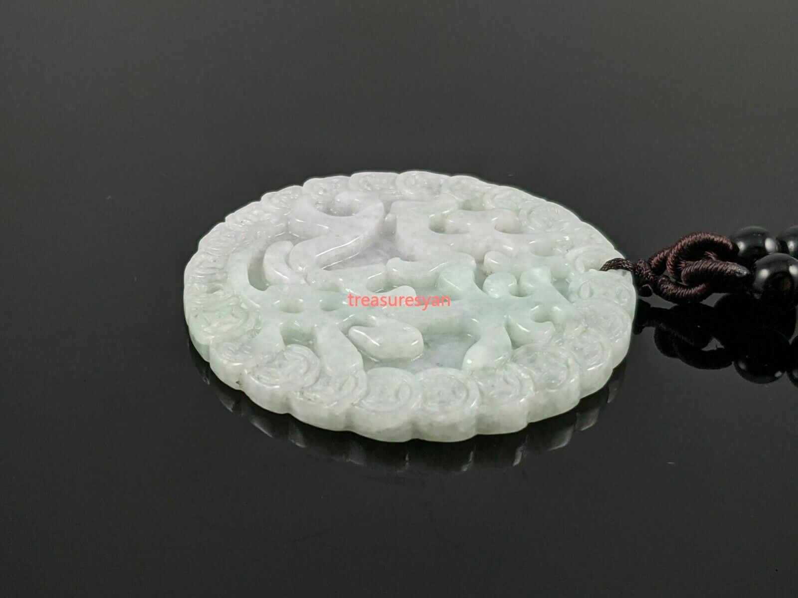 Natural Burmese Grade A Jadeite Jade Chu Ru Ping An Pendant with Woven Necklace