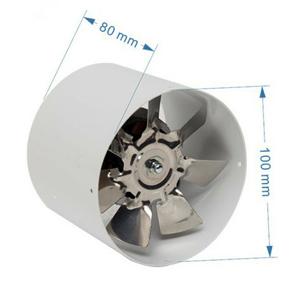 Metal Inline Duct Fan Booster Exhaust Blower Air Cooling Vent White 220V 25W
