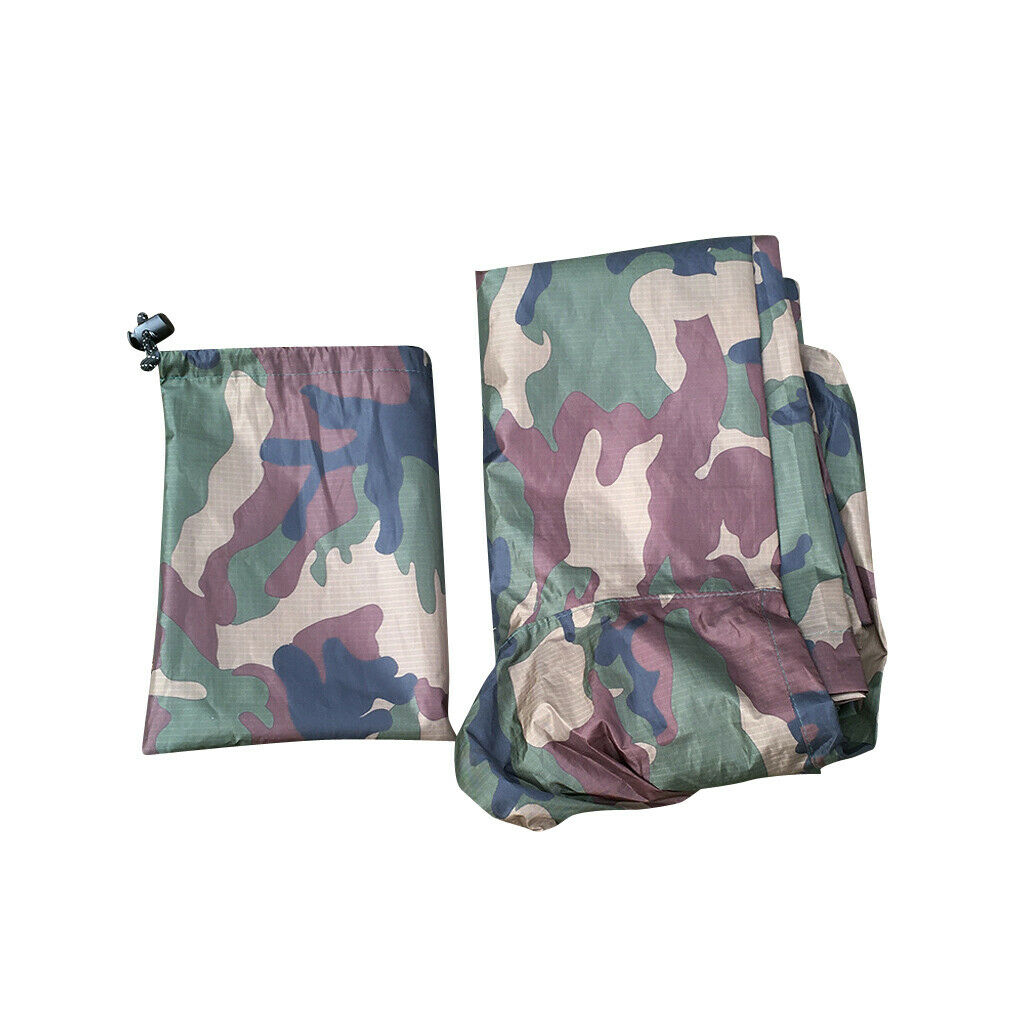 Waterproof Hooded Ripstop Rain Poncho   Camouflage Camping Raincoat