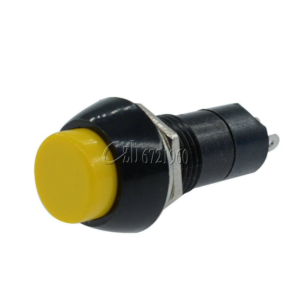 5PCS 12mm 3A 250V Yellow Push Button Switch PBS-11B No Self-Lock ON/OFF Lock
