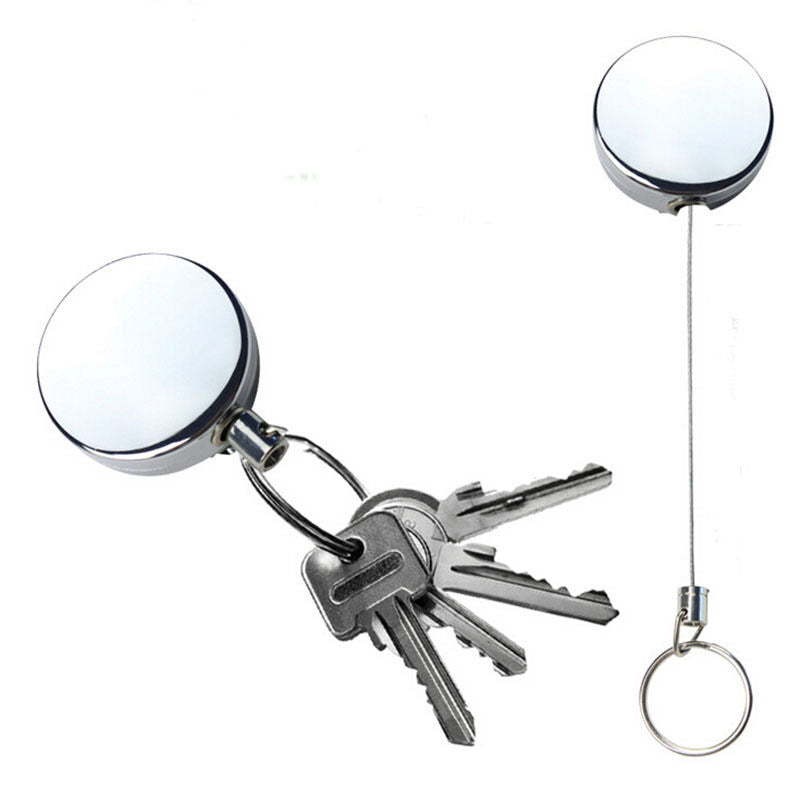 1 Pc Full Metal Keychain Stainless Steel Retractable Key Recoil Pull Chain A XC