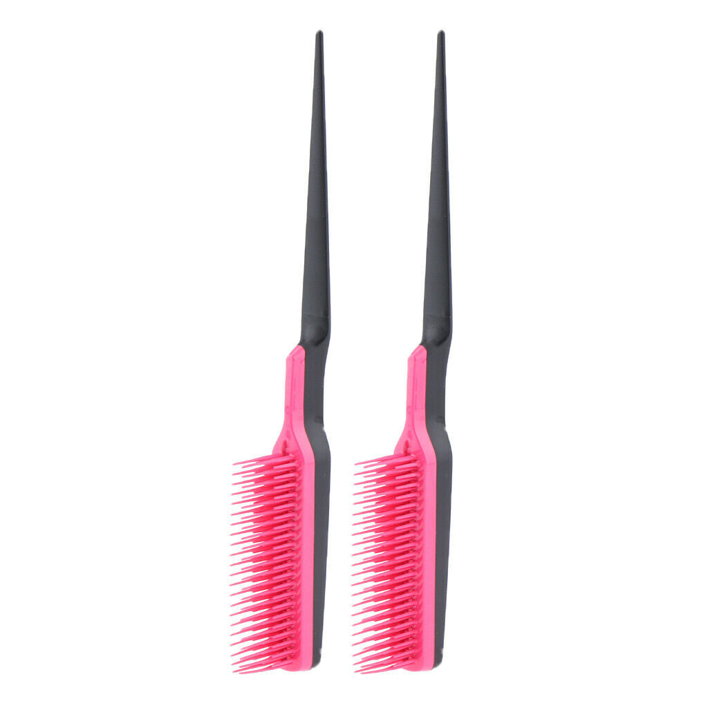 2 Pack Pro Barber Rat Tail Hairdressing Teasing Brush Back Combing Brush