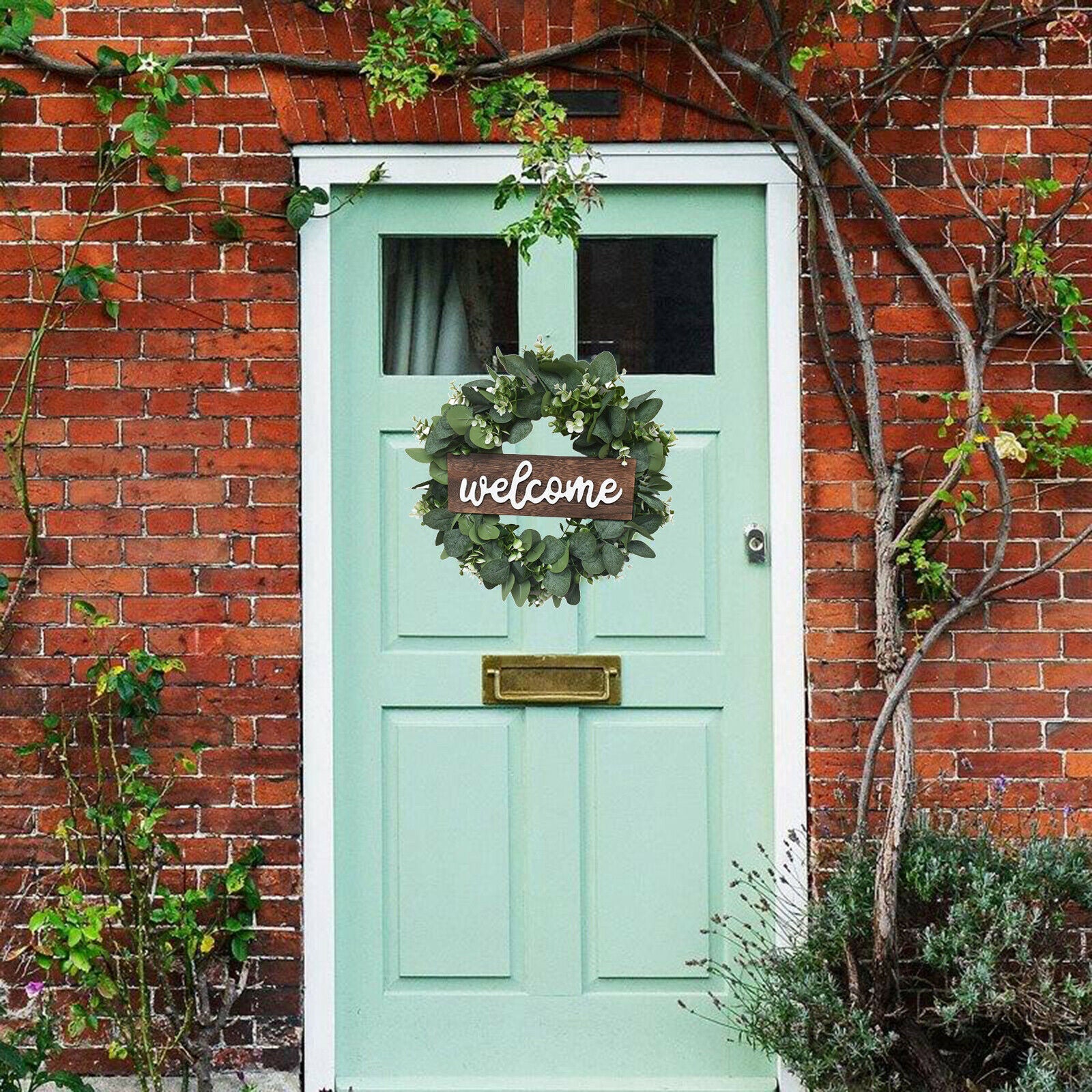 Welcone Greenery Wreath Garland for Farmhouse Home Door Wall Hanging Decor