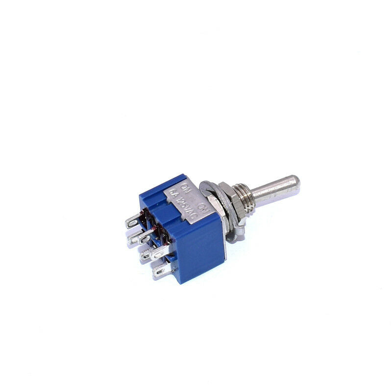 10PCS Mini Toggle Switch 2 Position 6Pins DPDT ON-ON 6mm Thread Latching 6A 125V