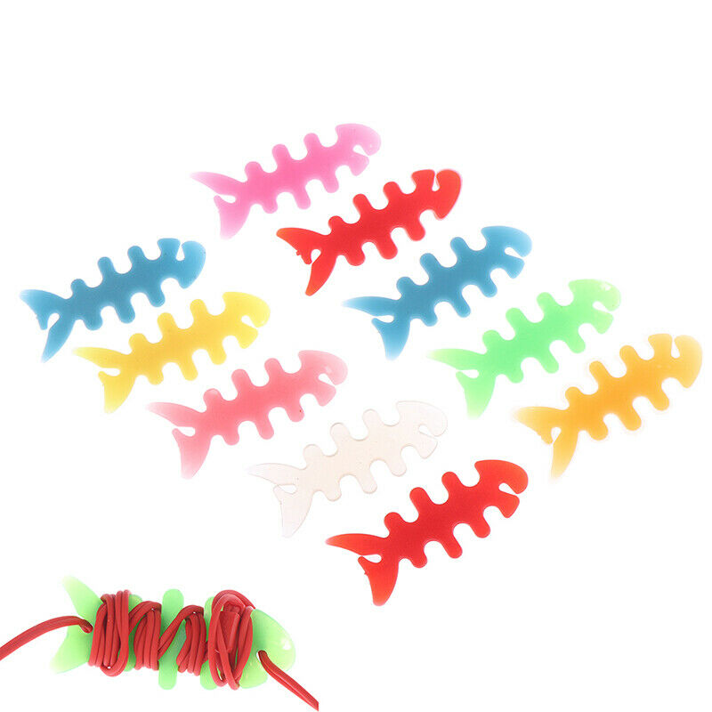 10 X Fish Bone Shape Earphone Headphone Cord Wrap USB Cable Winder OrganCW.l8