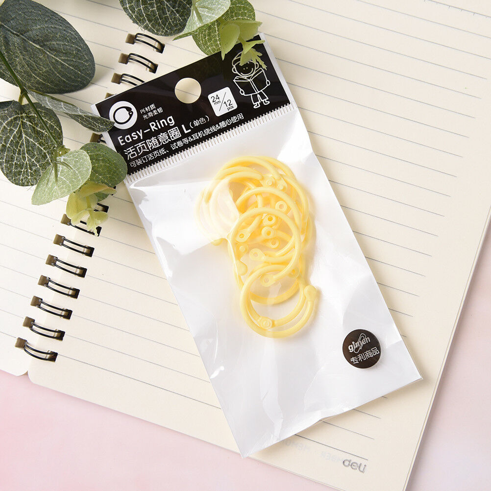 12Pcs Plastic Ring Binder for Spiral Notebook Diary Loose Leaf Book Bindin.l8