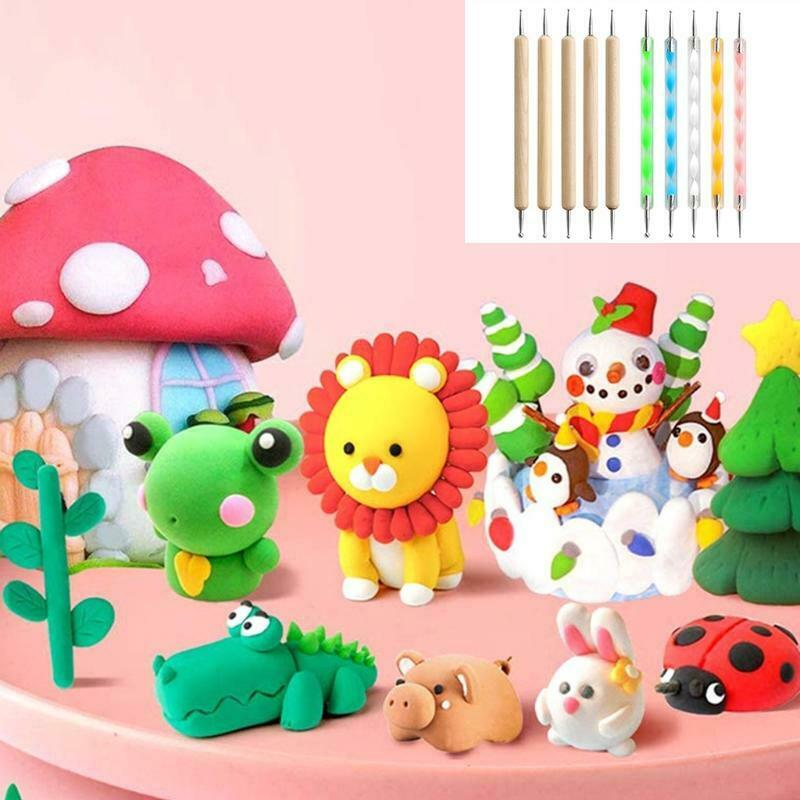 10 Sets Clay Brushes Emossing Pens Graffiti Wooden Dotting Pen