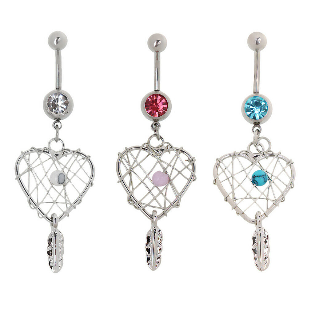 Dream Catcher Love Navel Belly Button Bar Ring Body Piercing Jewellery White