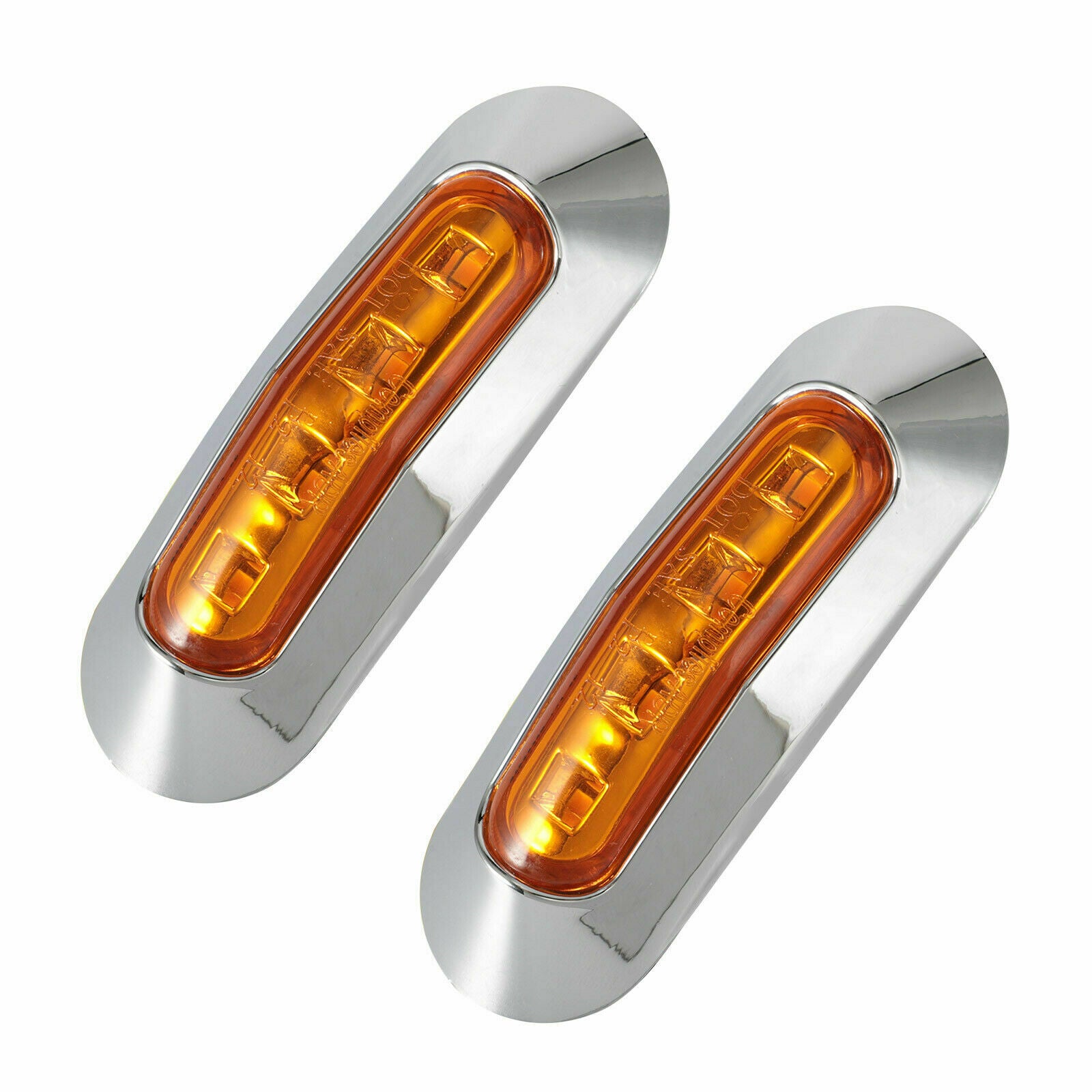 2Pcs Amber 4 SMD LED Side Marker Tail Lights Clearance Lamp Truck Trailer 12V