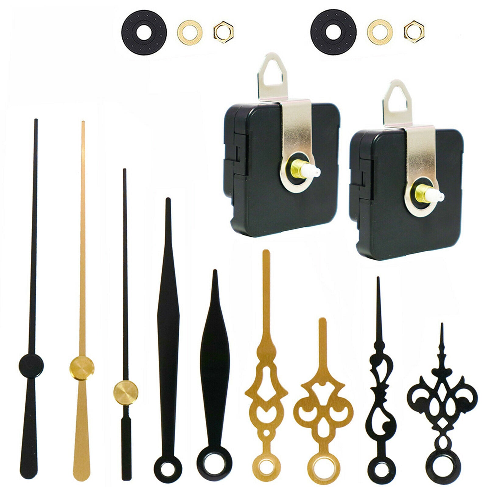 2Pcs Quartz Clock Mechanism Movement Motor 3 Sets Hands Repair Parts Set