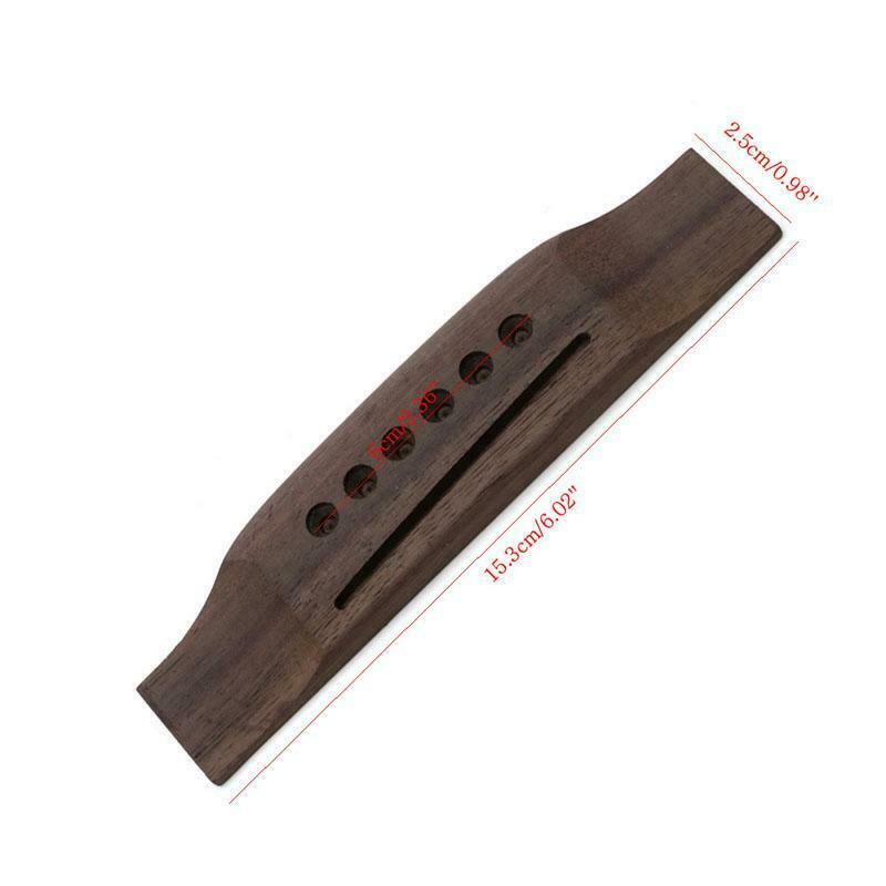 1pc New 6 String Rosewood Saddle Thru Guitar Bridge For Acoustic Guitar Folk