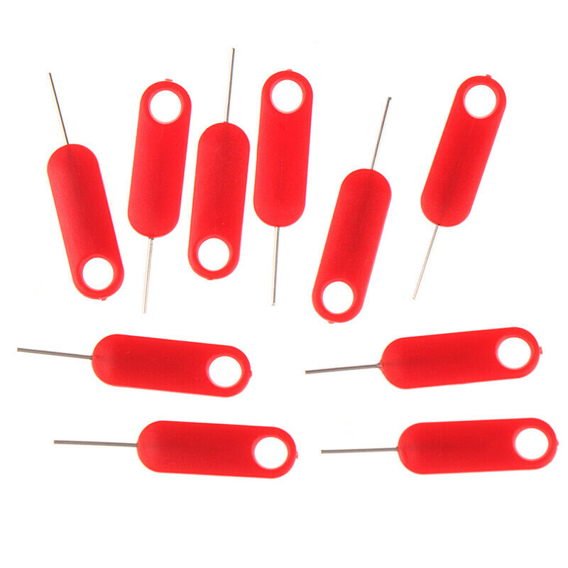 10x Red Sim Card Tray Removal Eject Pin Key Tool Stainless Steel Needle&PTlaI FG