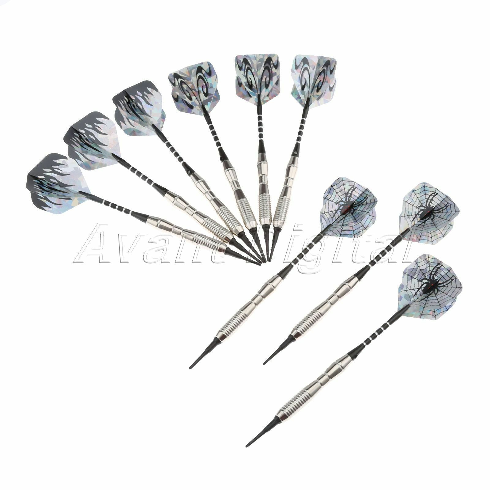 9 Pcs Professional 18g Soft Tip Dart With Steel Barrel Aluminium Dart Shaft