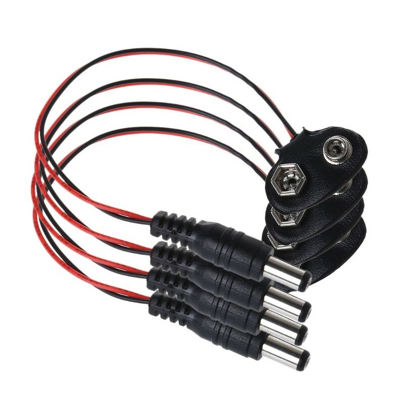 4 pcs 9V PP3 Power Cable Battery Clip With 2.1mm ID X 5.5mm DC outer Plug End