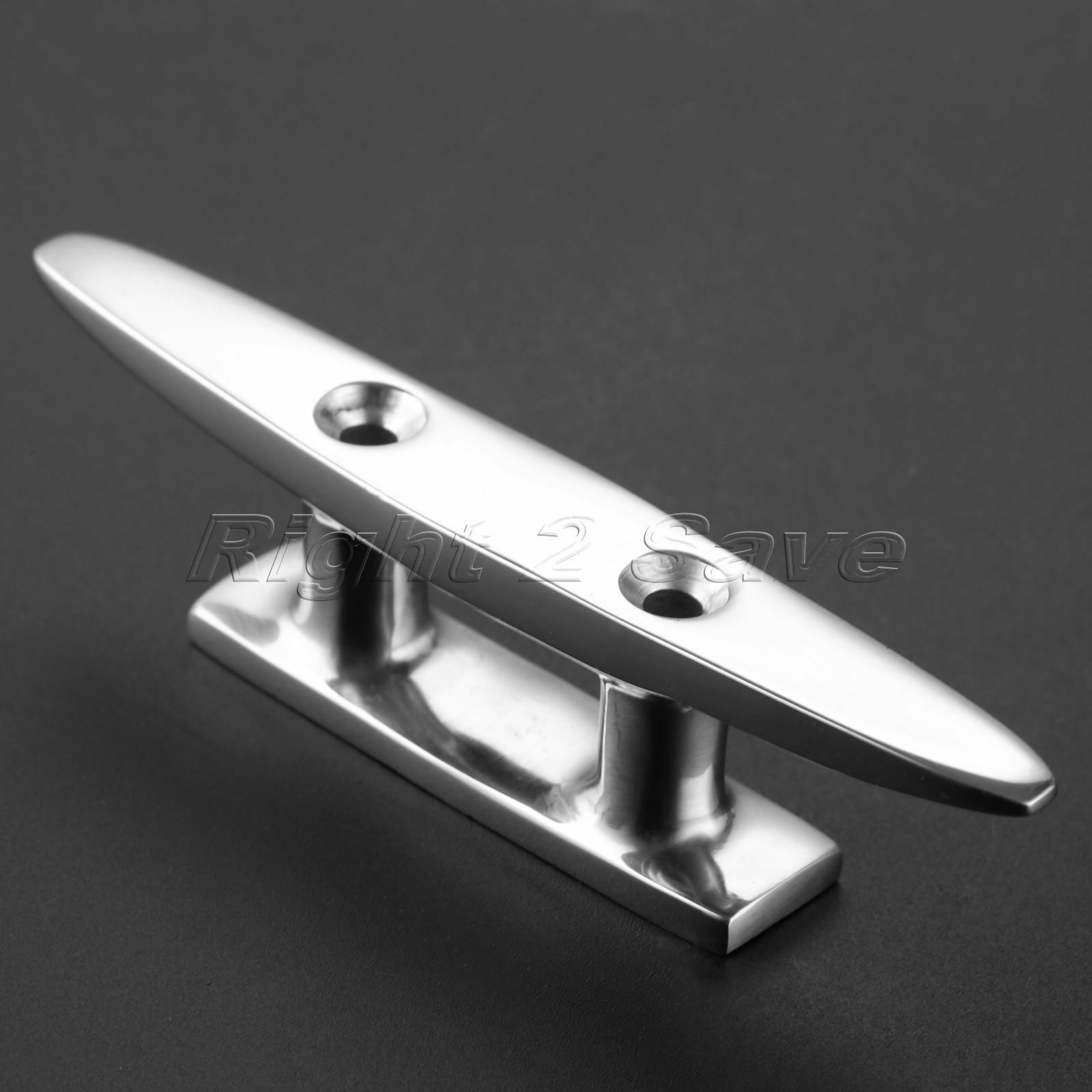 2X Boat Yachting Marine Stainless Steel 4" Flat Top Low Cleats Deck Silhouett