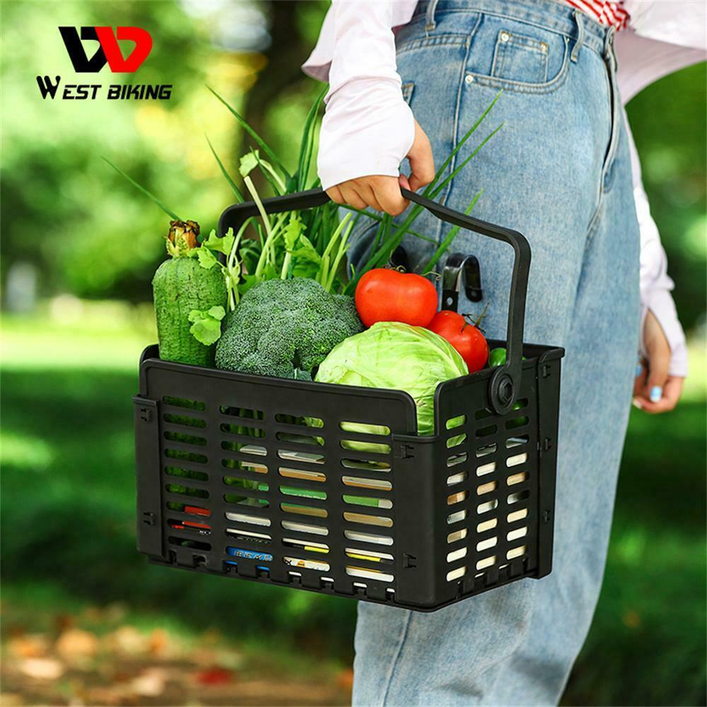 Bicycle Front Foldable Basket Riding Rear Pannier Quick Release Shopping Casing