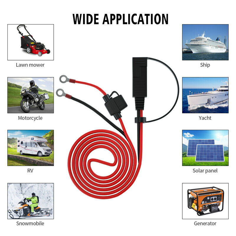 140CM 16AWG SAE to O Ring Cord 12-24V SAE Connect Cable Adapter Battery Charging