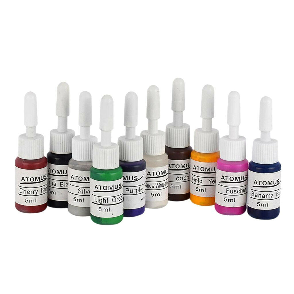 10 Colors , 0.18oz/Bottle Professional Tattoo Ink Pigment Set Permanent Makeup