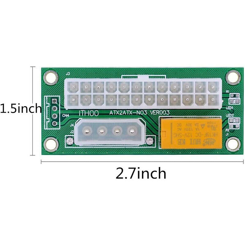 2 Pack Dual PSU Multiple Power Supply Adapter,Add2Psu ATX 24 Pin to Molex 4 Q7B8