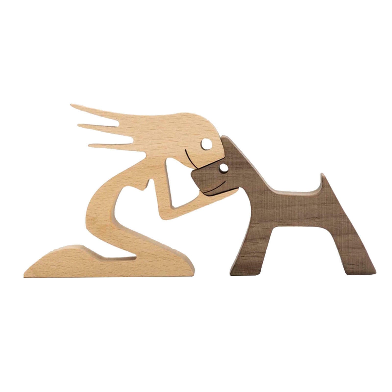 2pcs Wood Carving Cute*Dog Statue Pet Sculpture Statue Bookcase Shelf Decor