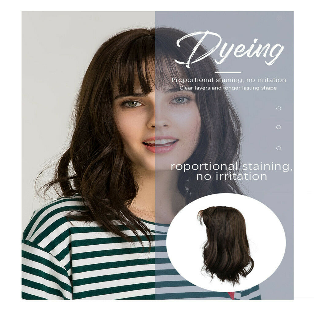 14'' Short Bob Shoulder Length Wavy Curly Natural Full Hair Wigs With Neat Air