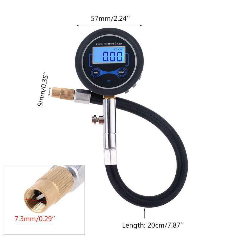 Digital Tire Pressure Gauge 200 Psi with Adapter Kit for Car Bike Motorcycle