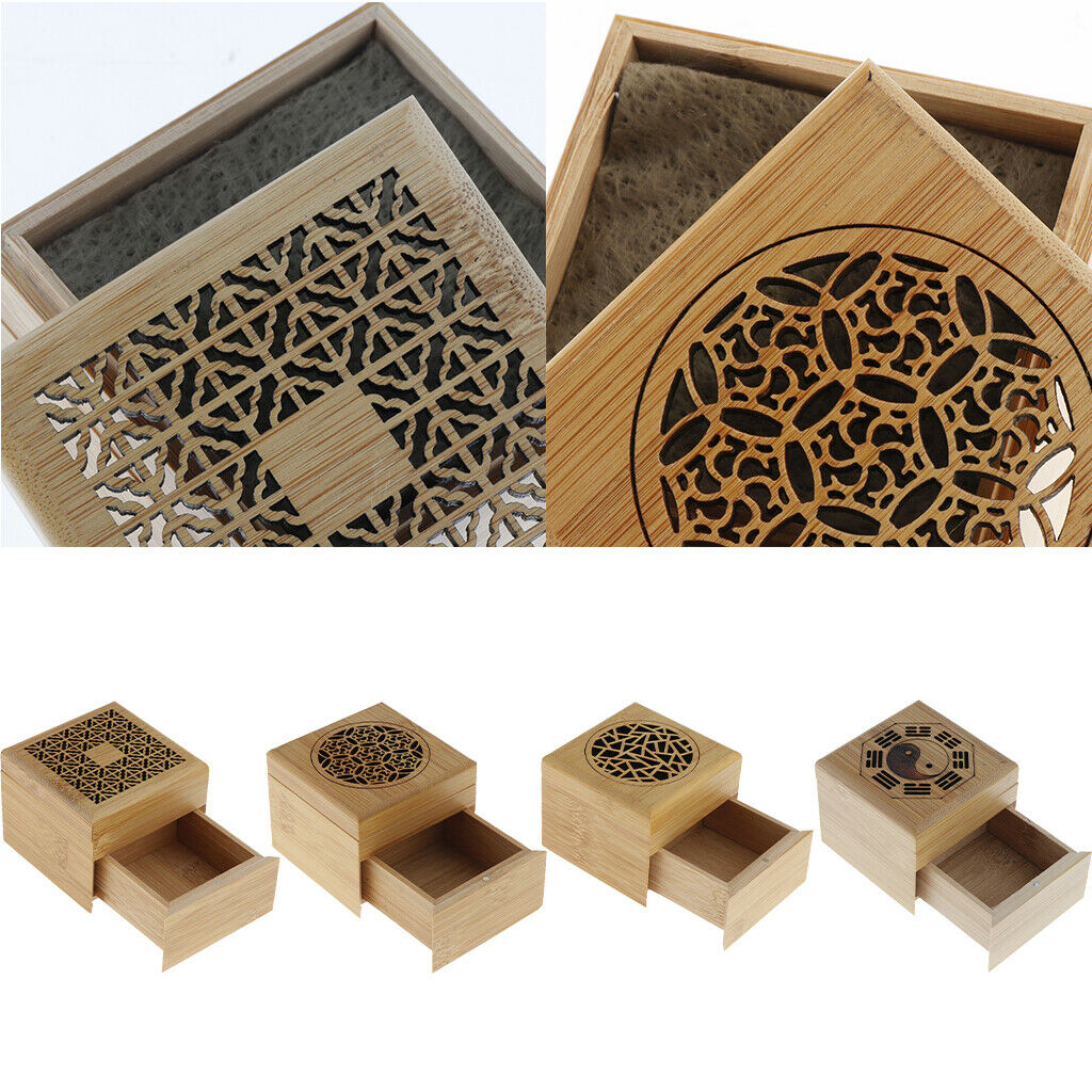 Hollow Bamboo Incense Stick Burner Wooden Box Censer Stove for Home Style 01