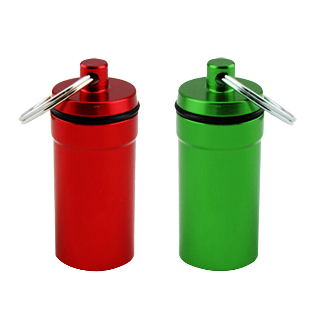 2 Pieces Waterproof Pill Box Case Holder Containers Capsule Bottles Keychain