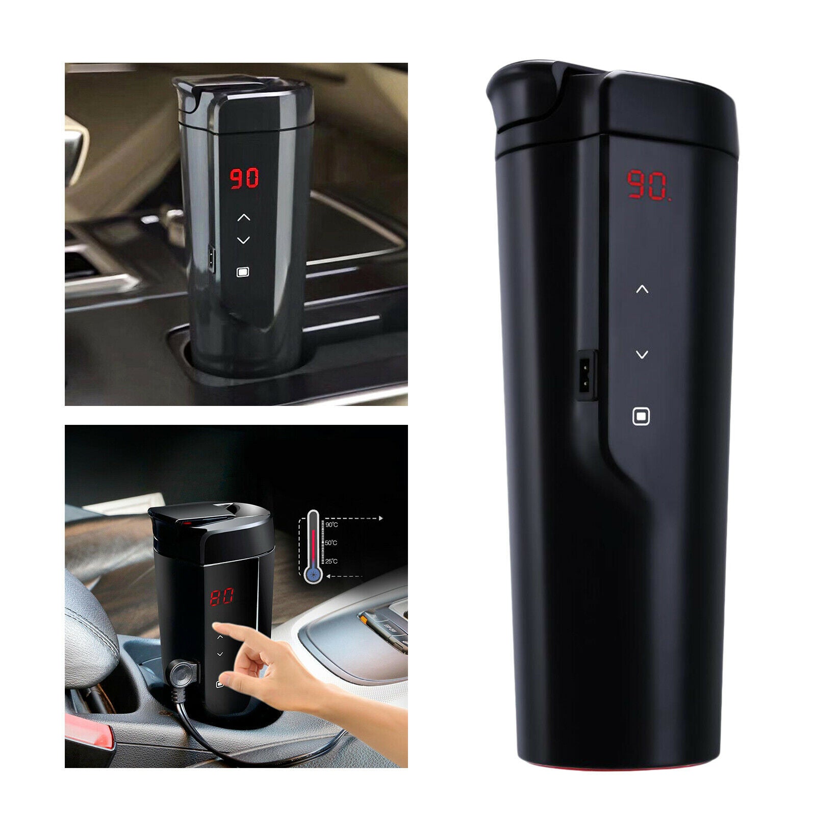Car Travel Heating Mug Intelligent Coffee Cup Kettle Tumbler Stainless Steel
