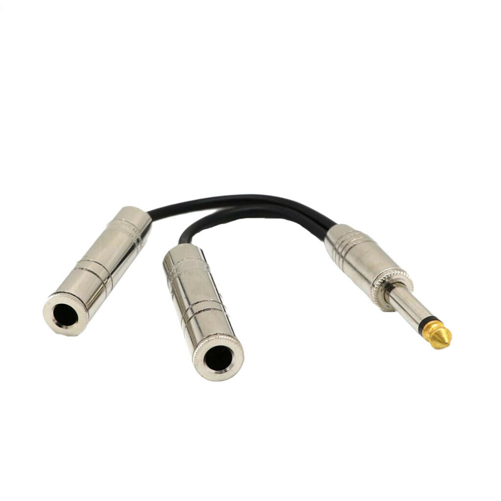 6.35mm Mono Plug / Male to Dual 1/4'' 6.35mm Jack /Female Splitter Adapter
