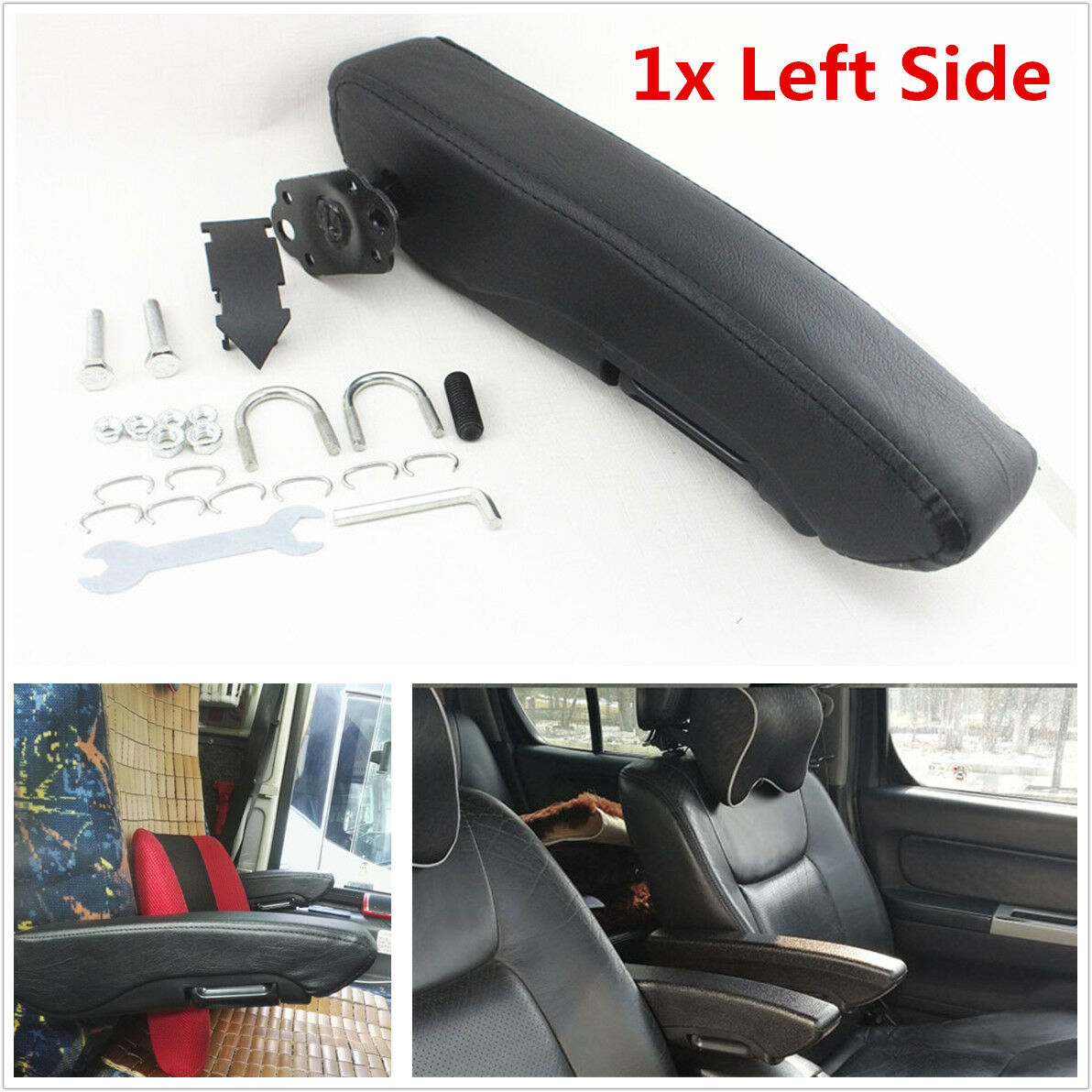 1x Adjustable Left Side PU Leather Car Seat Console Box Armrest Seat Accessories