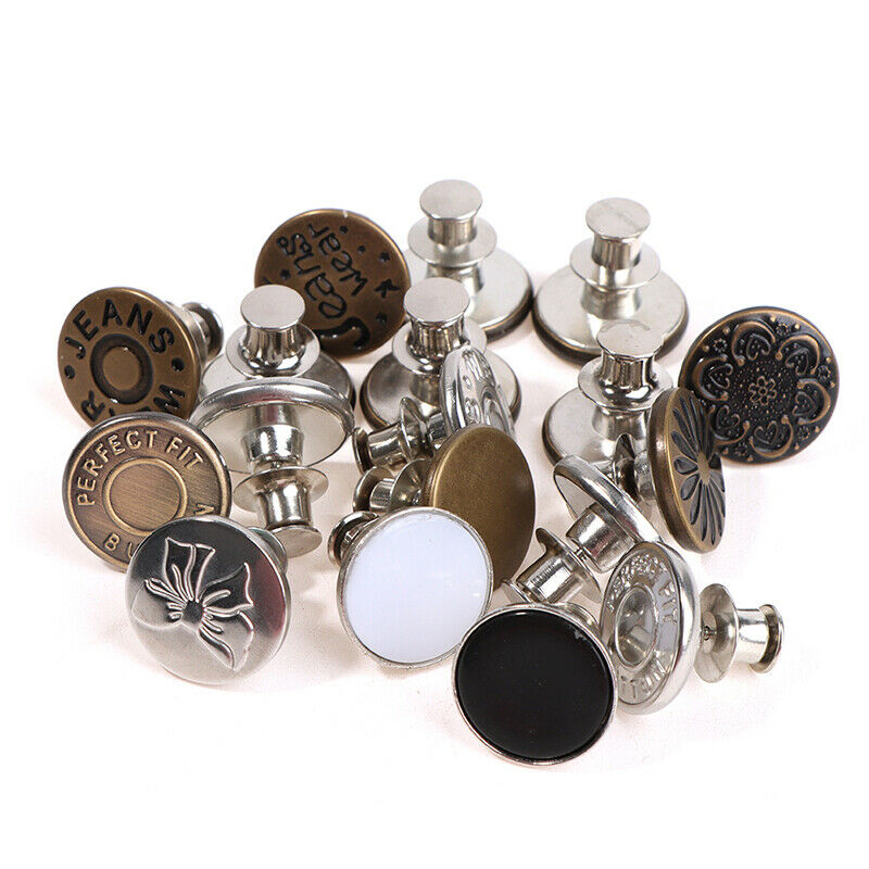 6pcs Detachable Buttons Universal Jeans Clip Snap Button Perfect Fit No S.l8