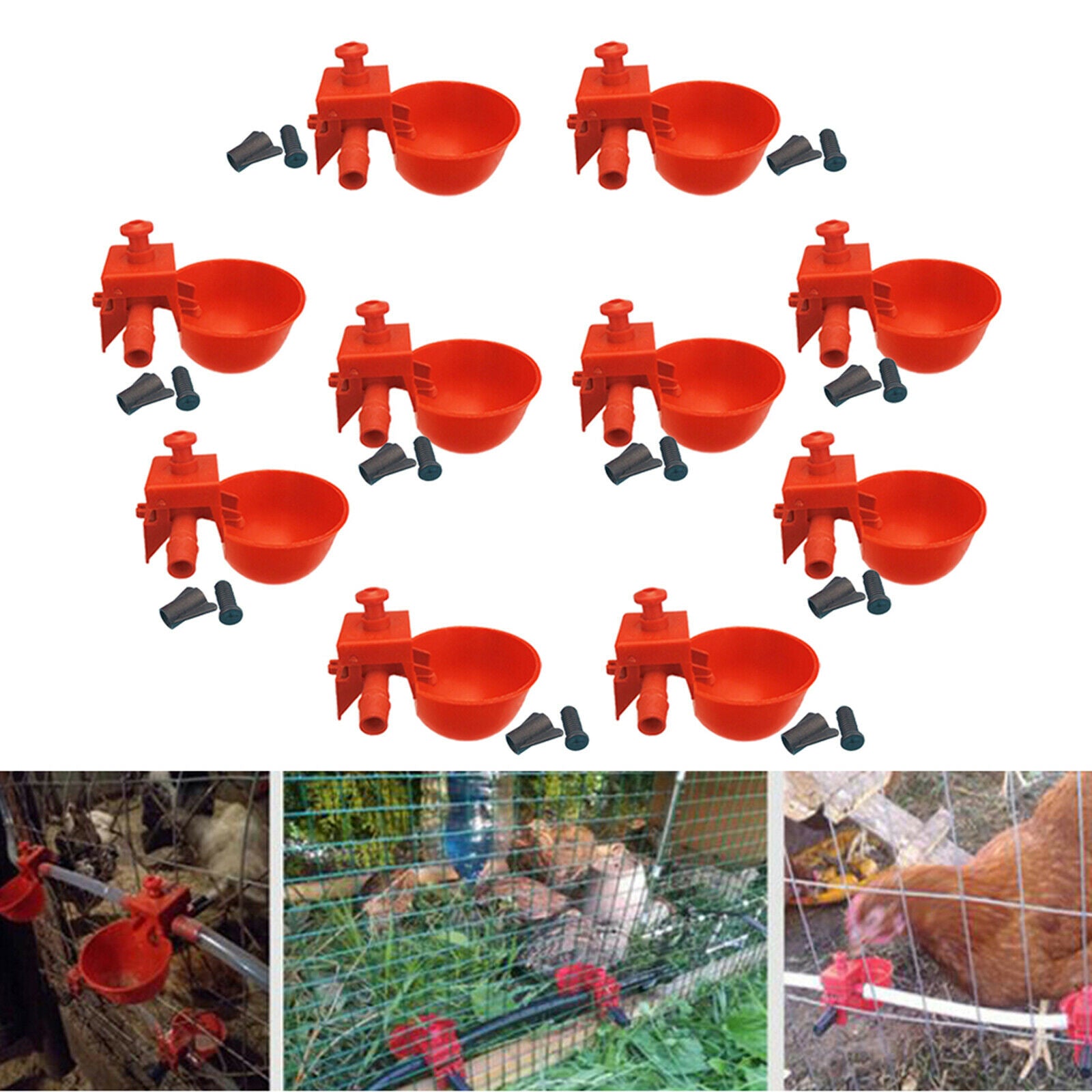 20Pcs Chick Duck Poultry Plastic Automatic Drinker Drinking Bowl Feeding Bowl