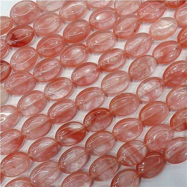 1 Strand 18x13x6mm Red Cherry Quartz Oval Spacer Loose Beads 15.5inch HH8023