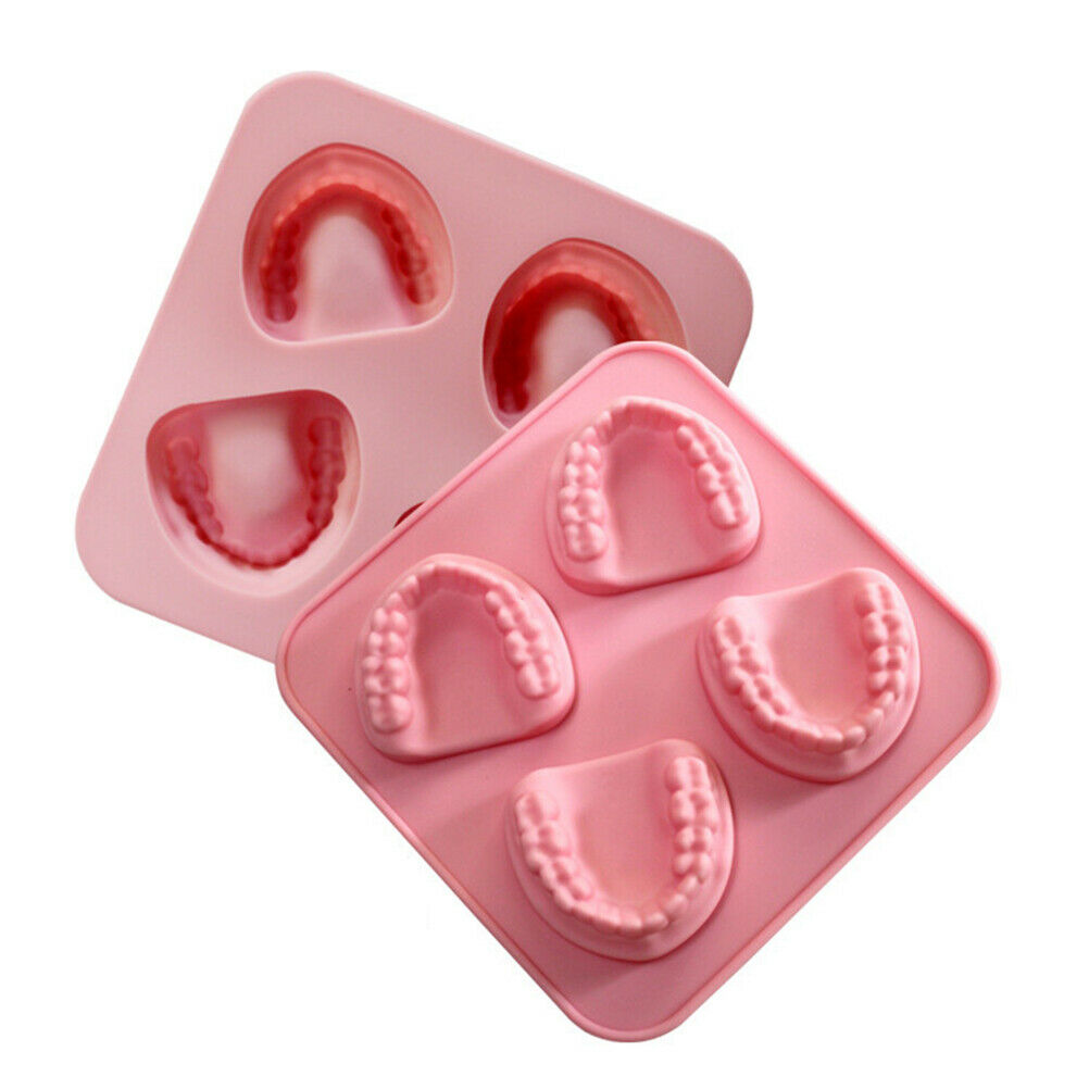 Ice Cube Tray Teeth-Shaped Silicone Ice Mold Denture Ice Trays for Home Party