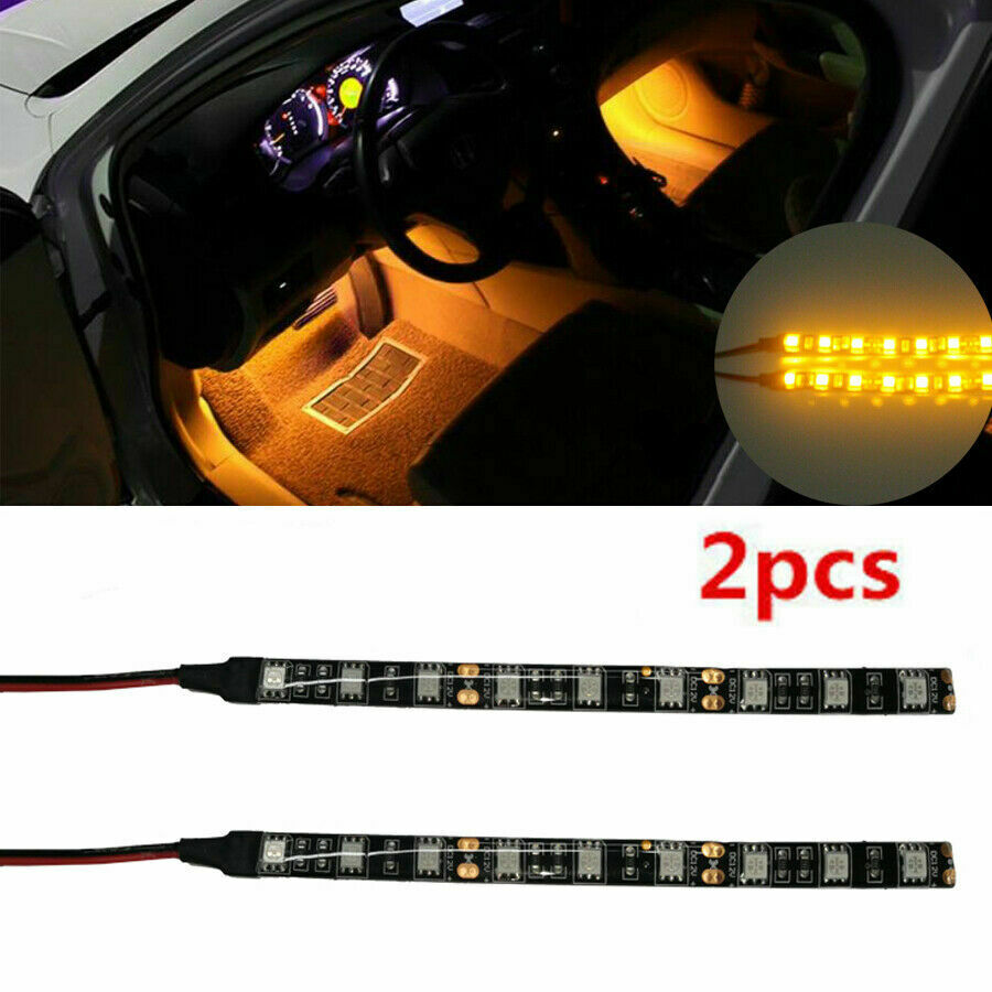 2x Yellow/Amber 6 inch 9 LED Waterproof Flexible Light Strip BLACK PCB board