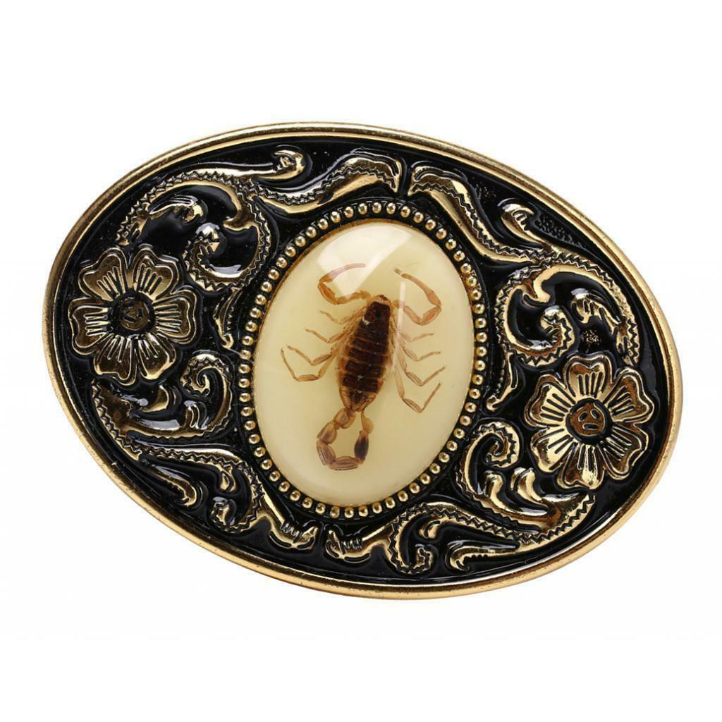 2 Pieces Mens Western Belt Buckle Luminous Stone Scorpion Animal Belt Buckle