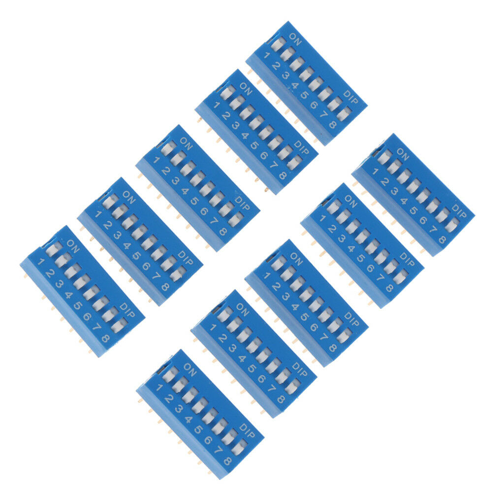 10Pcs 8 Way Double Row 16 Pin 2.54mm Pitch DIP Switch 8P Positions Bits
