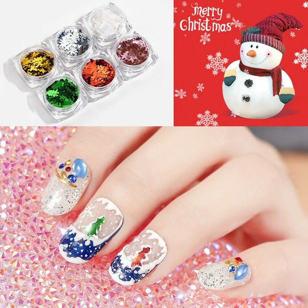 6Color/Set Christmas Nail Decoration Christmas Tree Sequins Series Nail Stickers