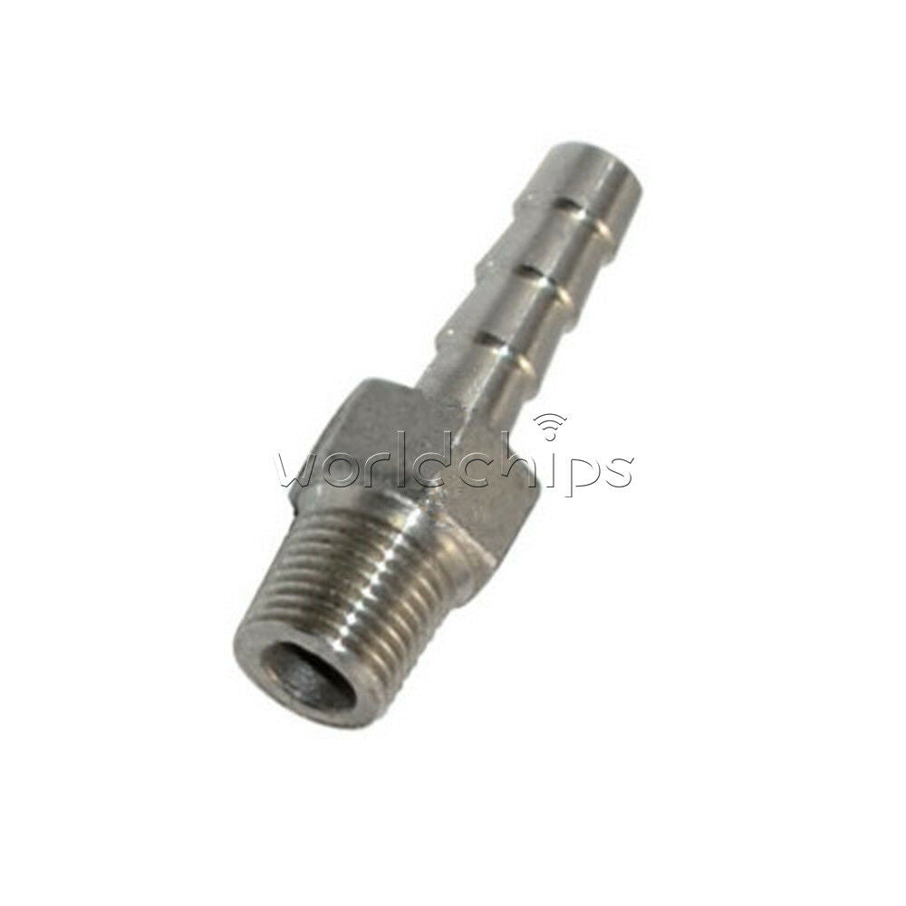 New Stainless Steel 1/4 Male Thread Pipe Fitting x 8mm barb Hose Tail Connector